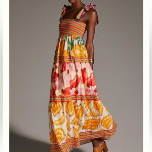 Farm Rio Printed Tiered Maxi Dress new without tags size Small